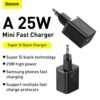 Baseus Super Si Quick Charger 1C 25W EU Sets Black-Wall Charger